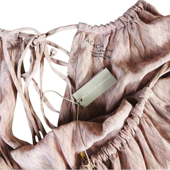 Acacia Silk Babydoll Mini Dress in Original Pink and Gray Zig Zag Print - Picture 11 of 16